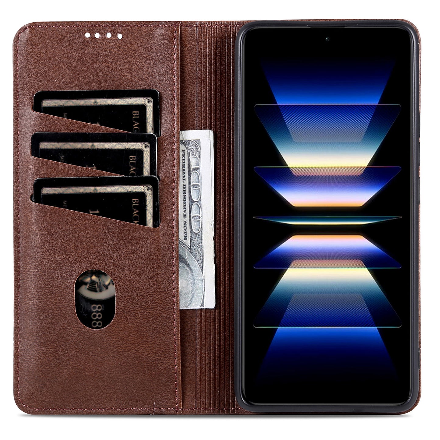 AZNS For Oppo Reno11 F 5G Case PU Leather Flip Stand Wallet Phone Cover - Coffee