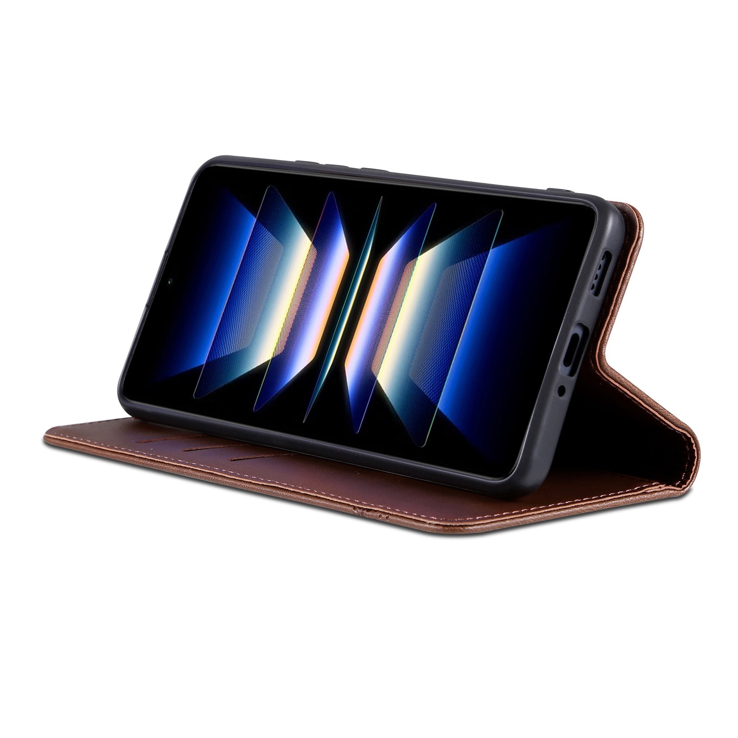 AZNS For Oppo Reno11 F 5G Case PU Leather Flip Stand Wallet Phone Cover - Coffee