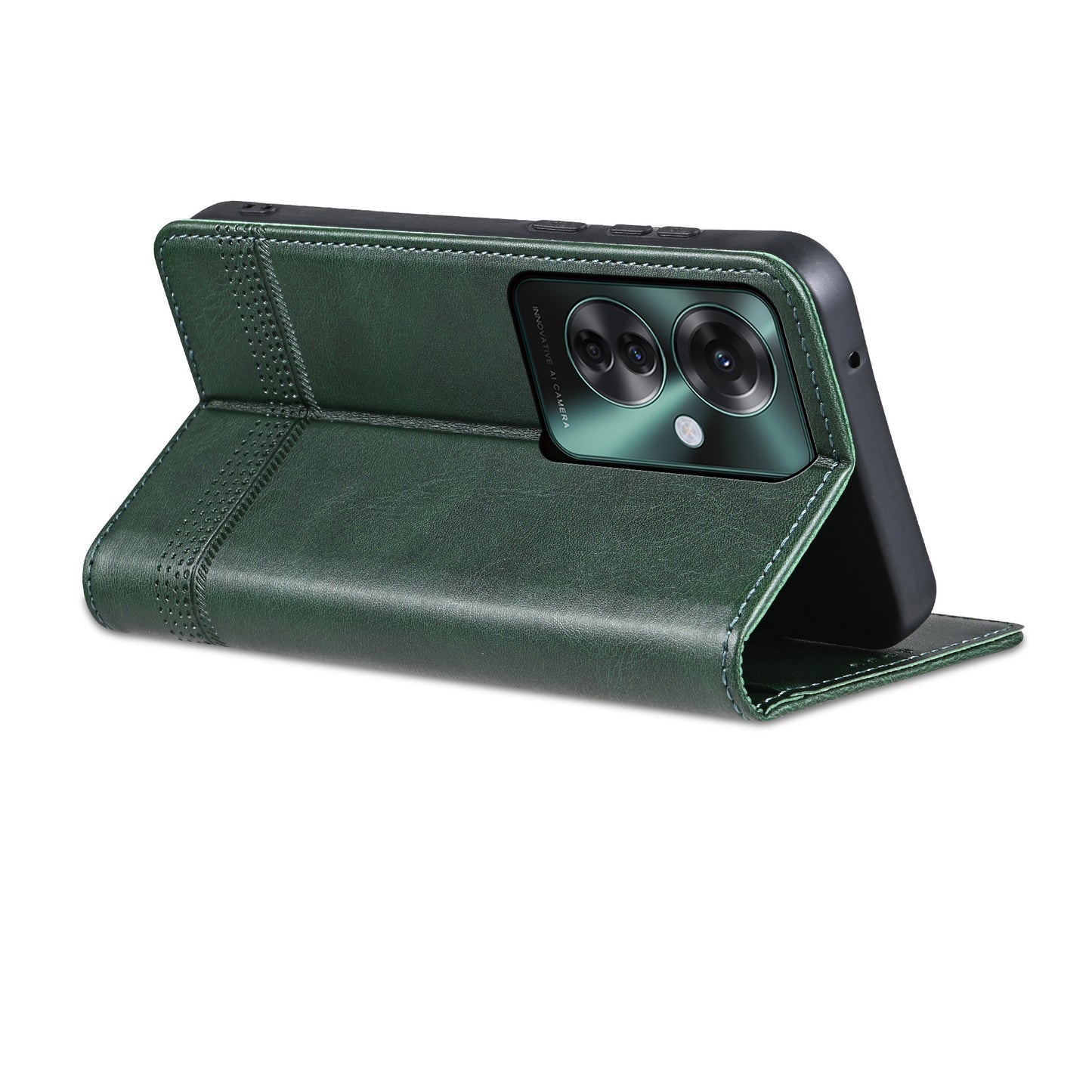 AZNS For Oppo Reno11 F 5G Case PU Leather Flip Stand Wallet Phone Cover - Green