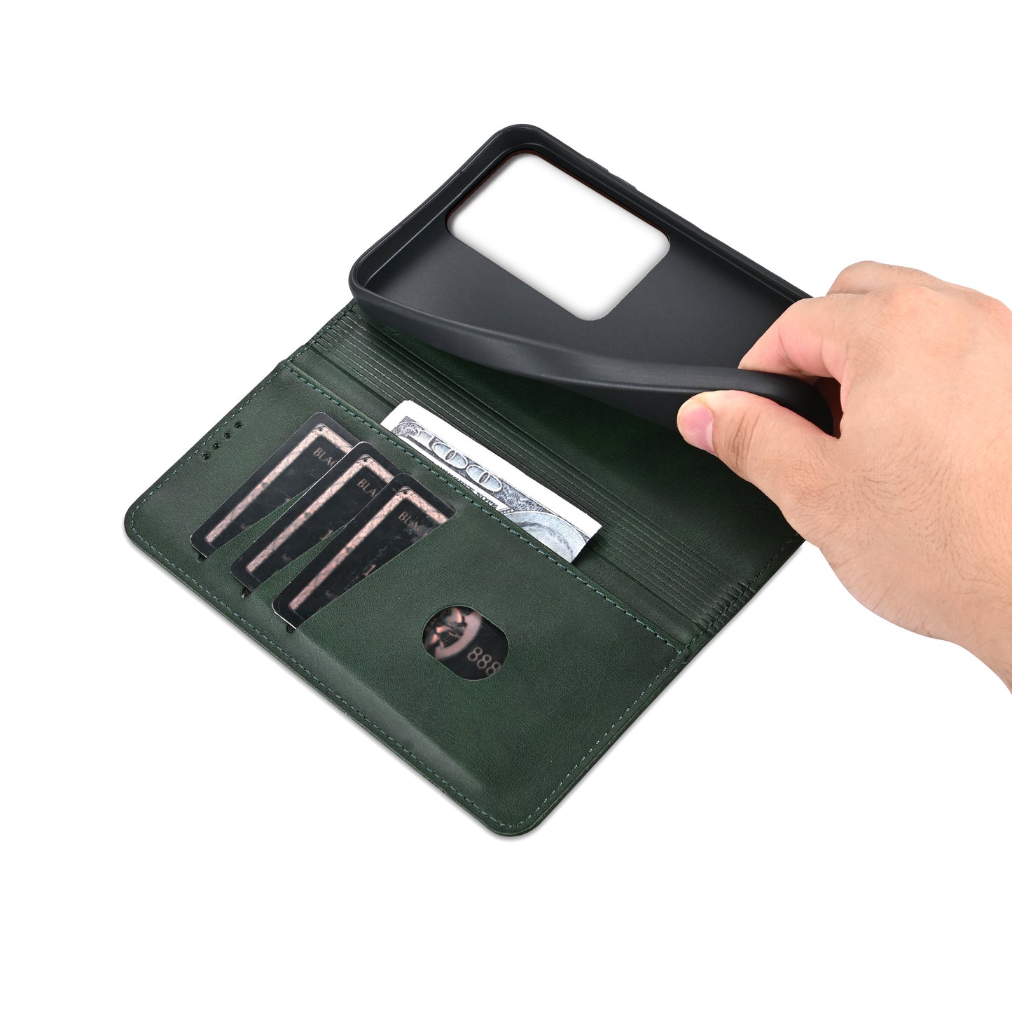 AZNS For Oppo Reno11 F 5G Case PU Leather Flip Stand Wallet Phone Cover - Green