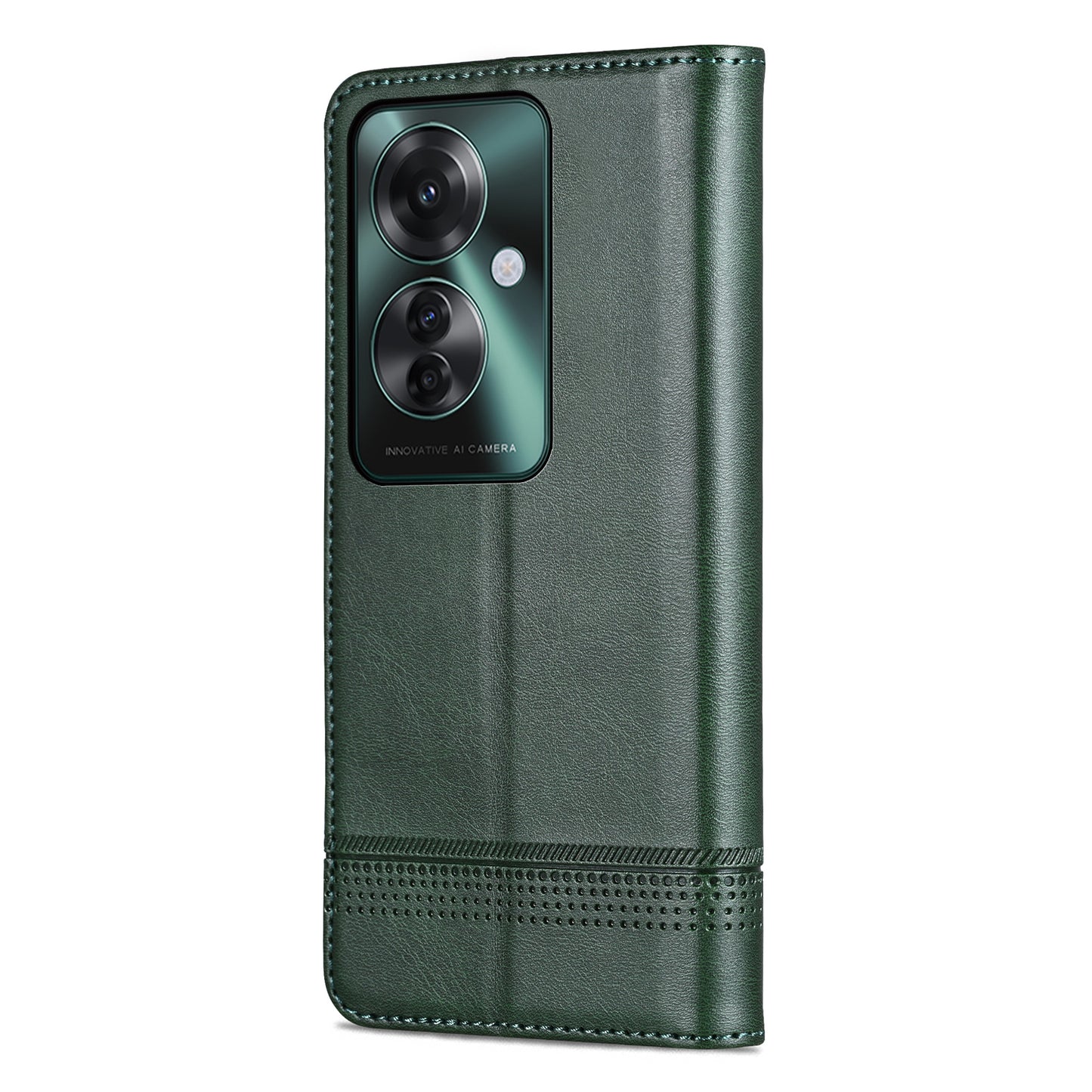 AZNS For Oppo Reno11 F 5G Case PU Leather Flip Stand Wallet Phone Cover - Green