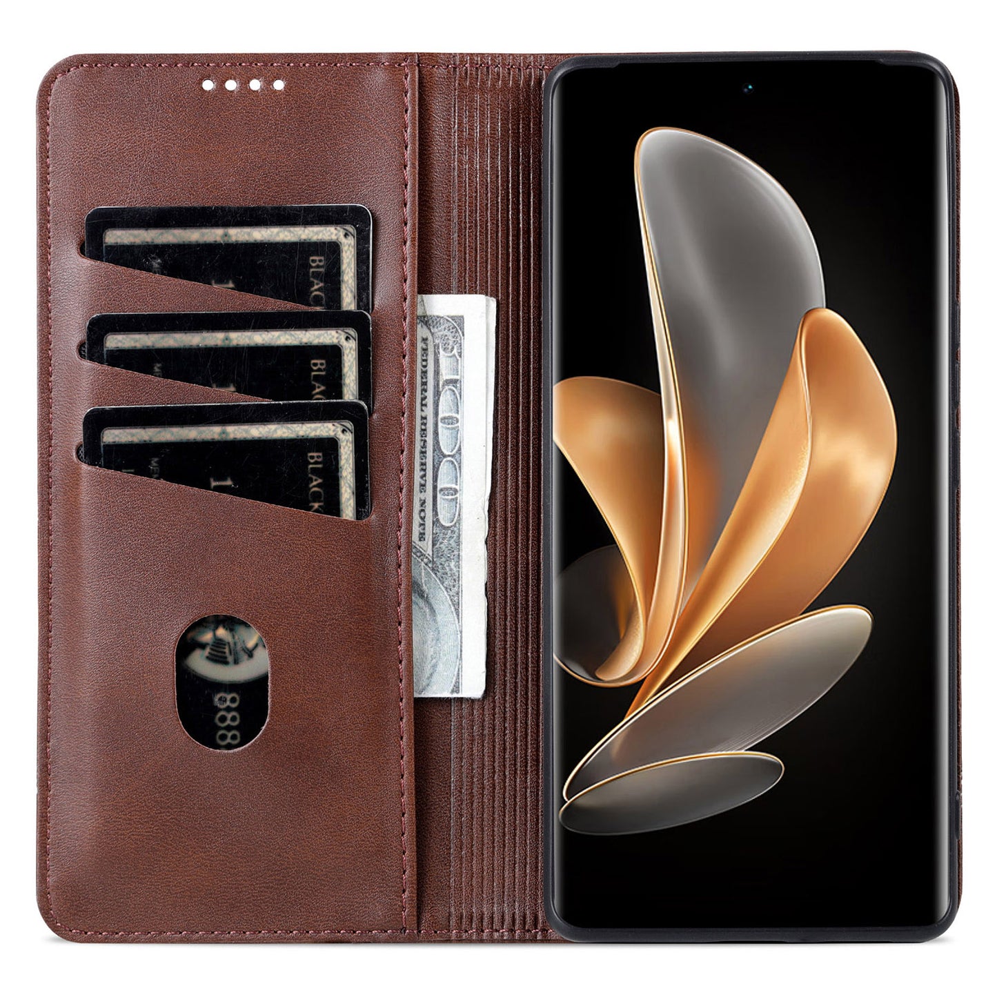 AZNS For Oppo Find X7 5G Leather Wallet Cover Mobile Phone Case Wholesale - Coffee