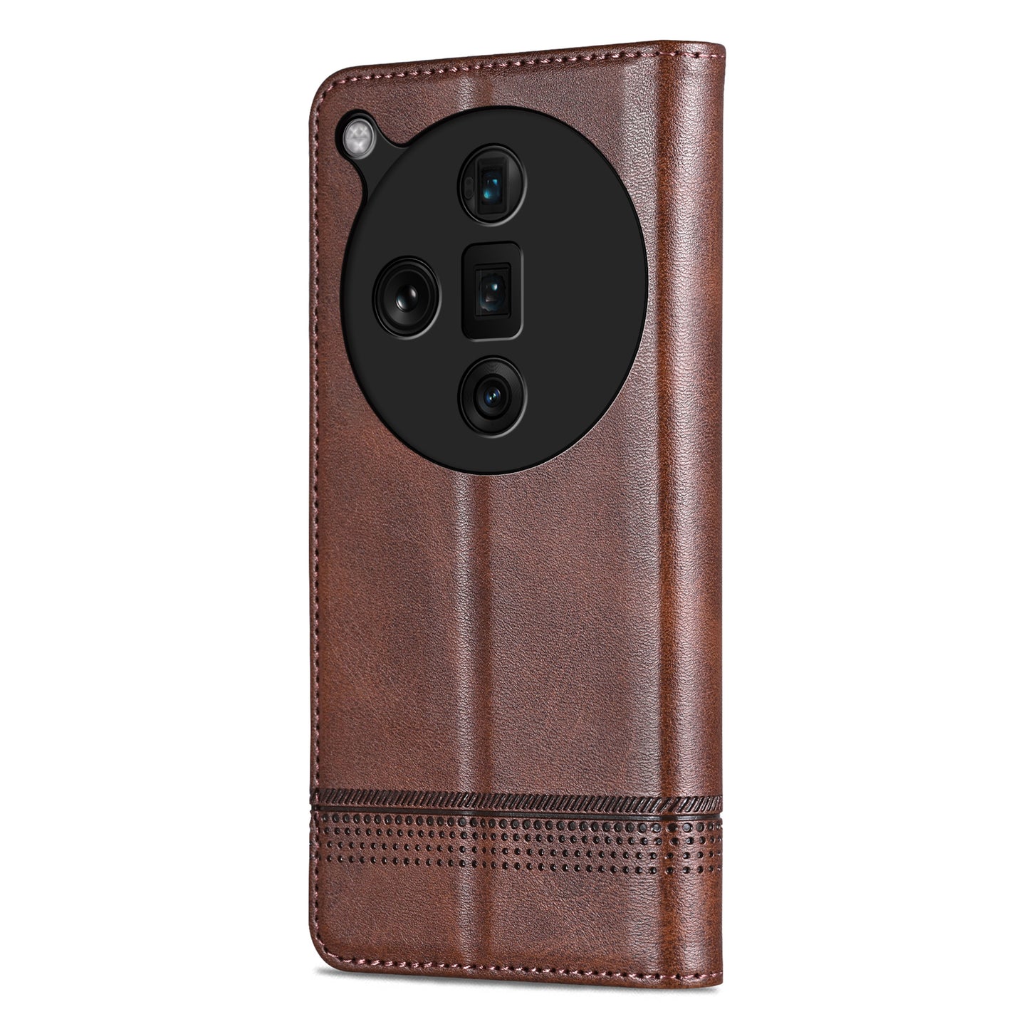 AZNS For Oppo Find X7 Ultra Wallet Case PU Leather Phone Cover Magnetic Closing - Coffee