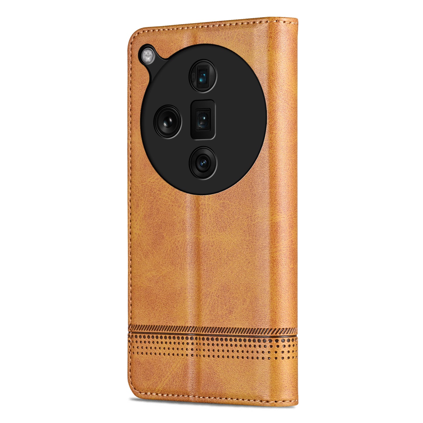 AZNS For Oppo Find X7 Ultra Wallet Case PU Leather Phone Cover Magnetic Closing - Brown