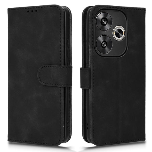 For Xiaomi Redmi Turbo 3 5G Case Skin Touch Feeling Leather Wallet Stand Phone Cover - Black
