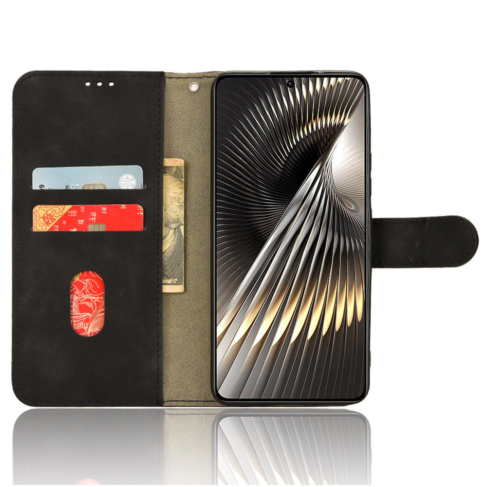 For Xiaomi Redmi Turbo 3 5G Case Skin Touch Feeling Leather Wallet Stand Phone Cover - Black