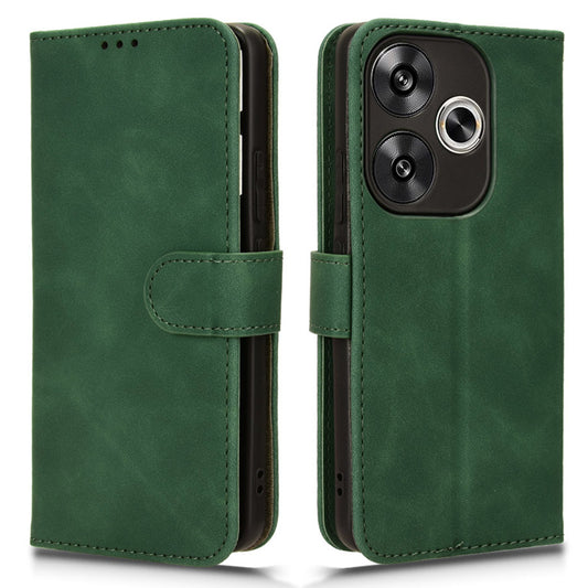 For Xiaomi Redmi Turbo 3 5G Case Skin Touch Feeling Leather Wallet Stand Phone Cover - Green