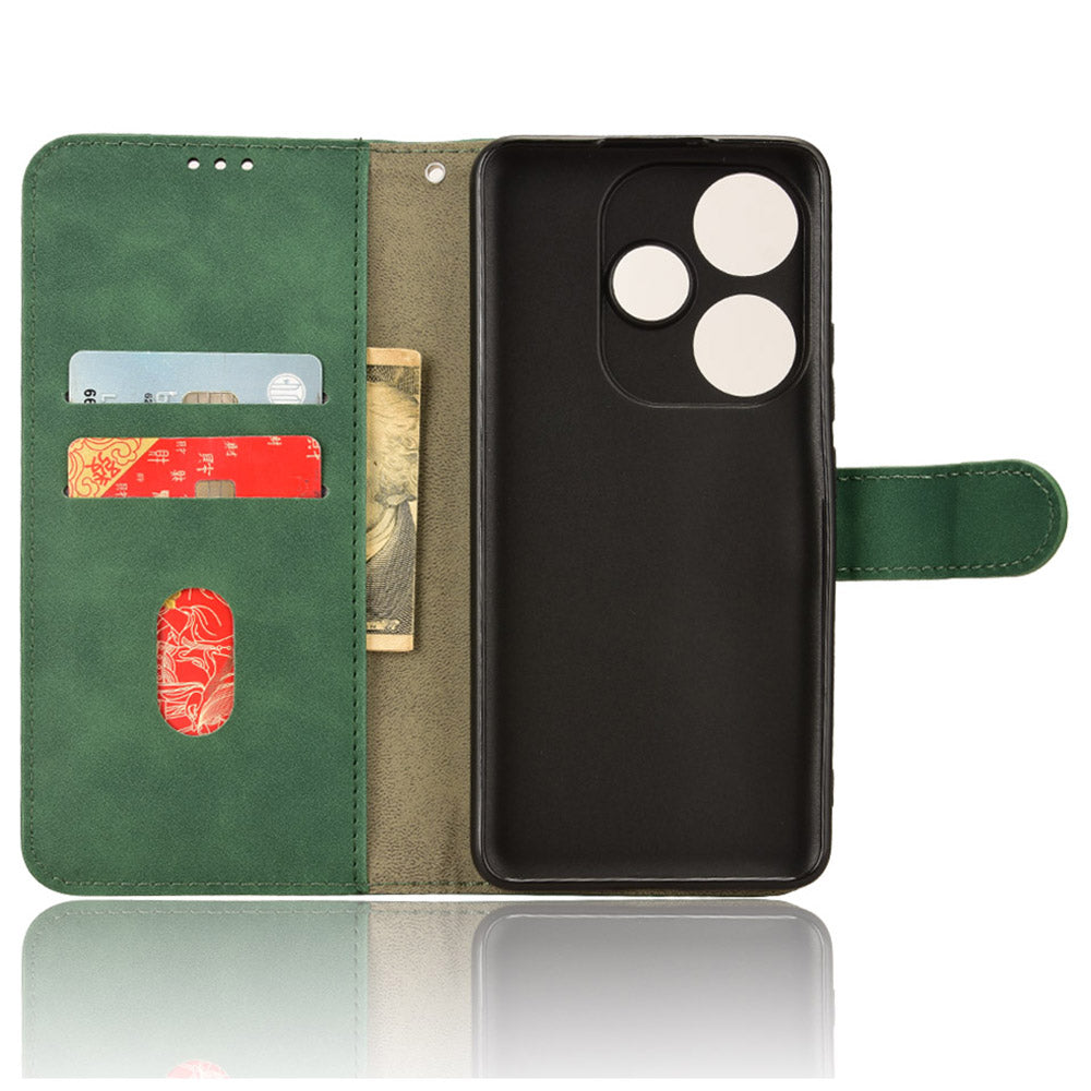 For Xiaomi Redmi Turbo 3 5G Case Skin Touch Feeling Leather Wallet Stand Phone Cover - Green