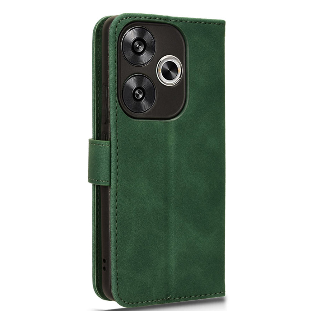For Xiaomi Redmi Turbo 3 5G Case Skin Touch Feeling Leather Wallet Stand Phone Cover - Green