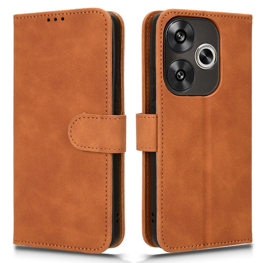 For Xiaomi Redmi Turbo 3 5G Case Skin Touch Feeling Leather Wallet Stand Phone Cover - Brown
