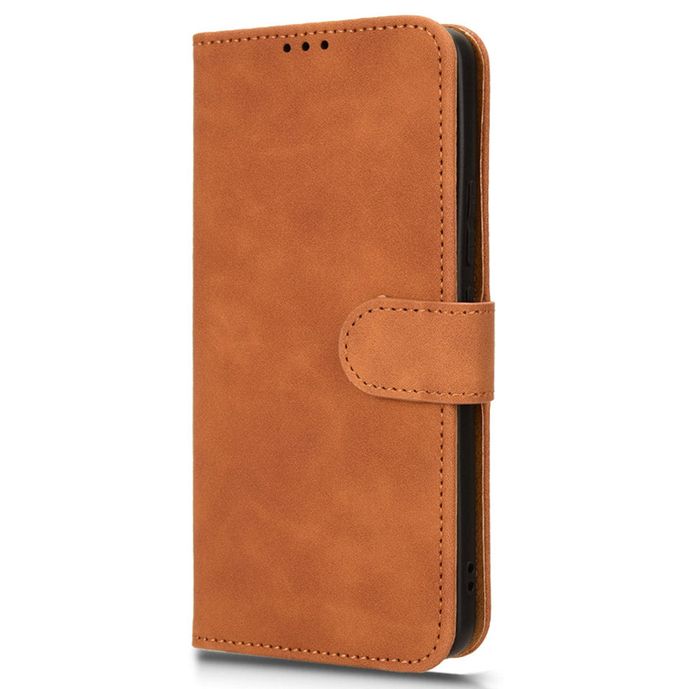 For Xiaomi Redmi Turbo 3 5G Case Skin Touch Feeling Leather Wallet Stand Phone Cover - Brown