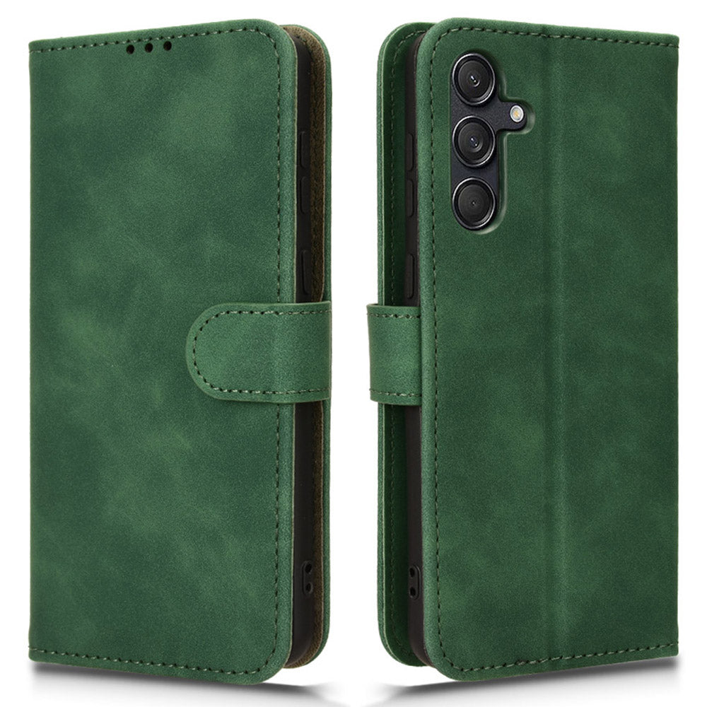 For Samsung Galaxy M55 5G Case PU Leather Wallet Flip Phone Cover Skin-touch Texture - Green