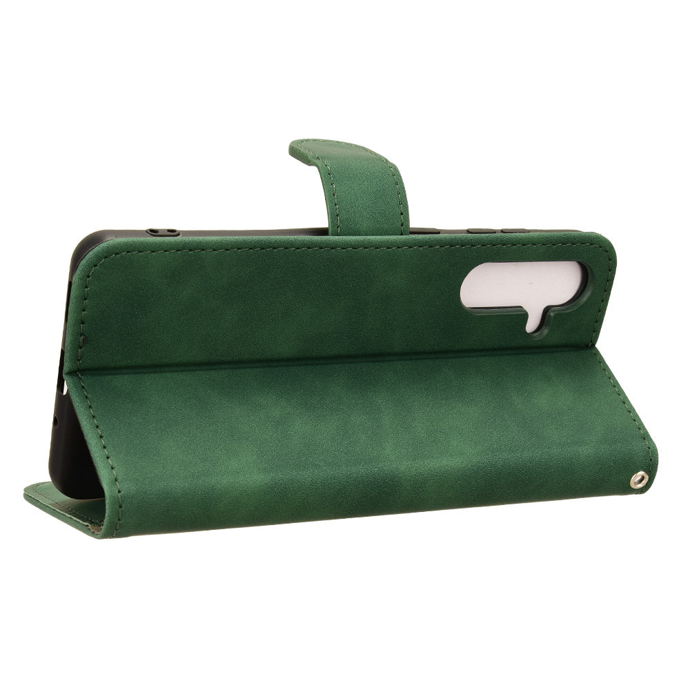 For Samsung Galaxy M55 5G Case PU Leather Wallet Flip Phone Cover Skin-touch Texture - Green