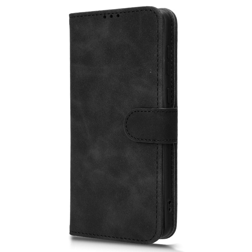 For Samsung Galaxy M55 5G Case PU Leather Wallet Flip Phone Cover Skin-touch Texture - Black