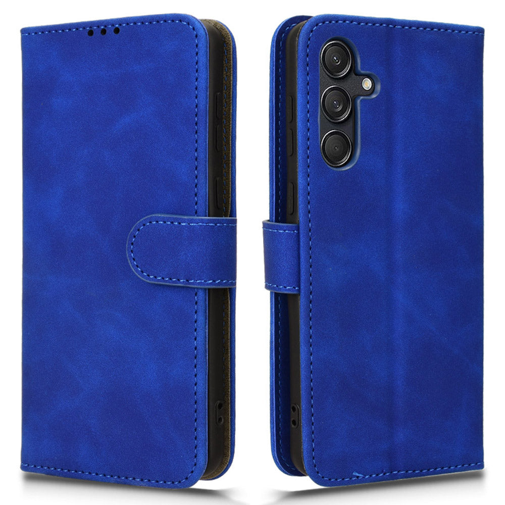 For Samsung Galaxy M55 5G Case PU Leather Wallet Flip Phone Cover Skin-touch Texture - Blue