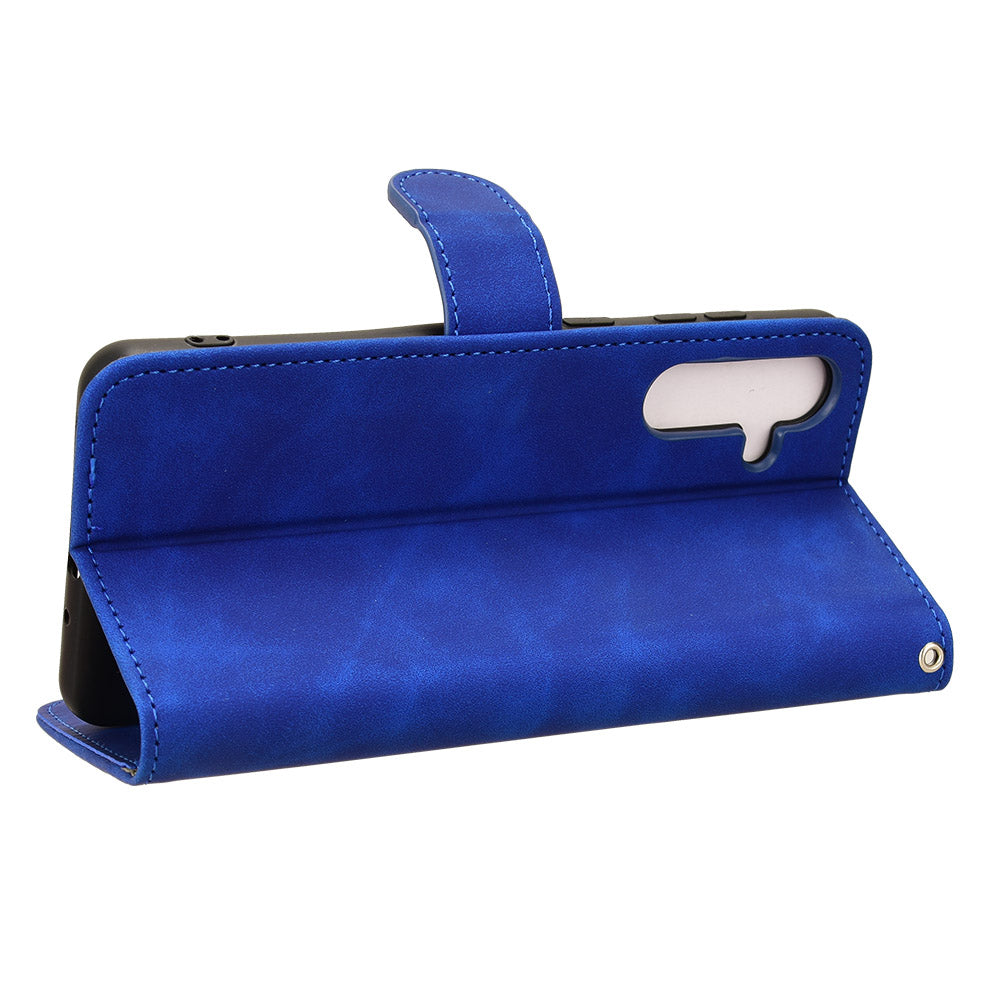 For Samsung Galaxy M55 5G Case PU Leather Wallet Flip Phone Cover Skin-touch Texture - Blue