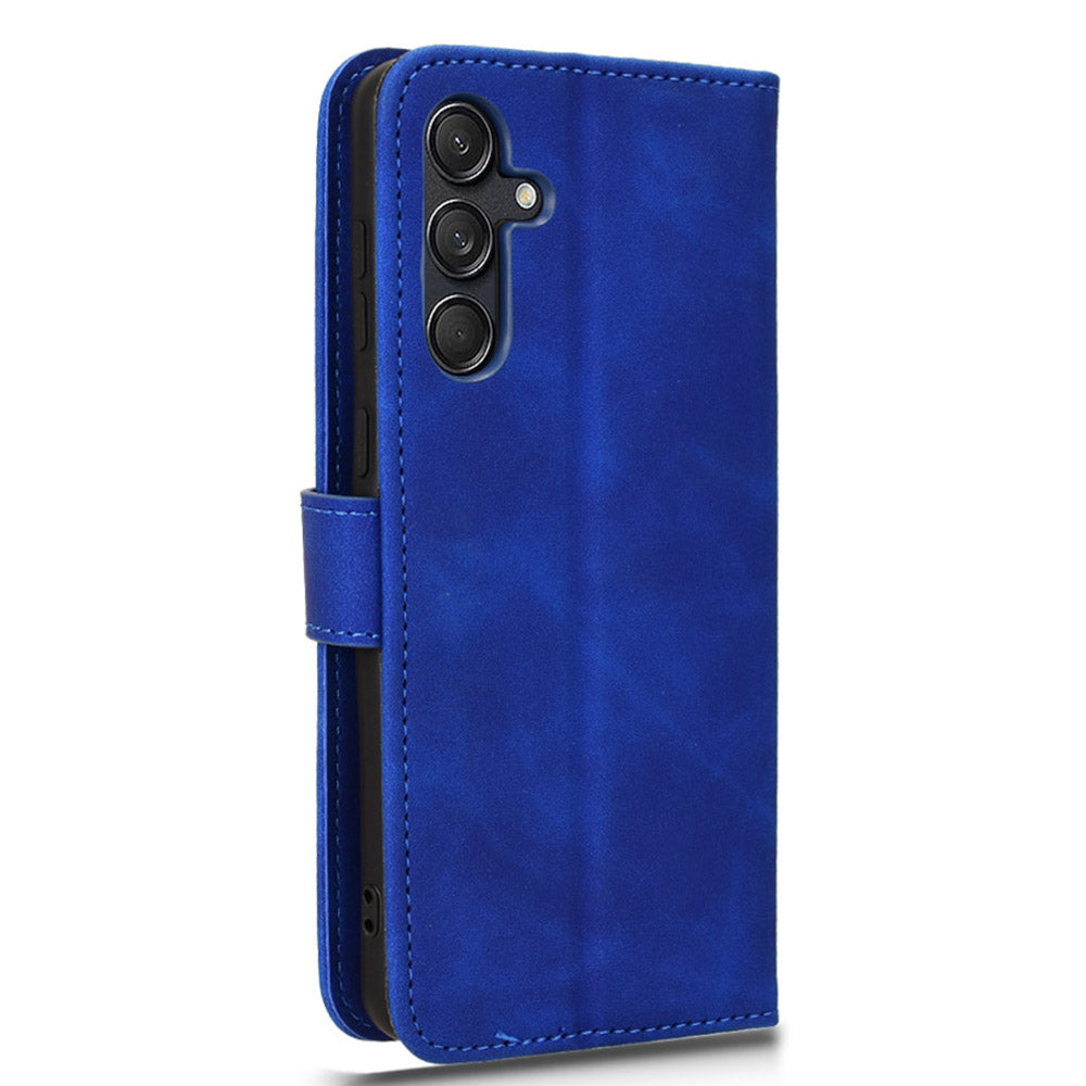 For Samsung Galaxy M55 5G Case PU Leather Wallet Flip Phone Cover Skin-touch Texture - Blue