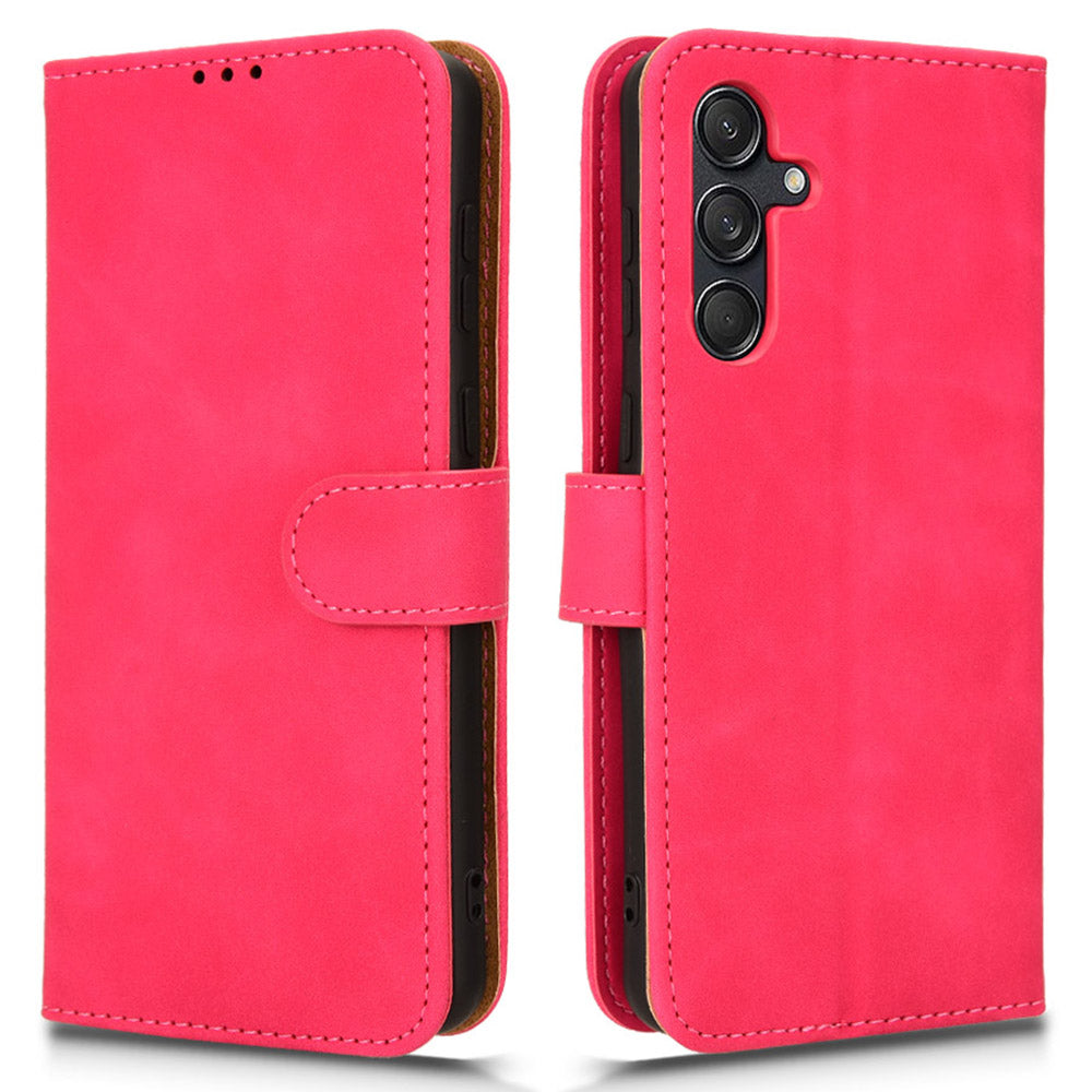 For Samsung Galaxy M55 5G Case PU Leather Wallet Flip Phone Cover Skin-touch Texture - Rose