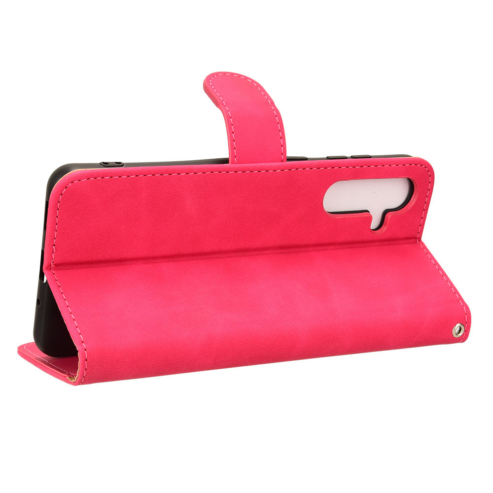 For Samsung Galaxy M55 5G Case PU Leather Wallet Flip Phone Cover Skin-touch Texture - Rose