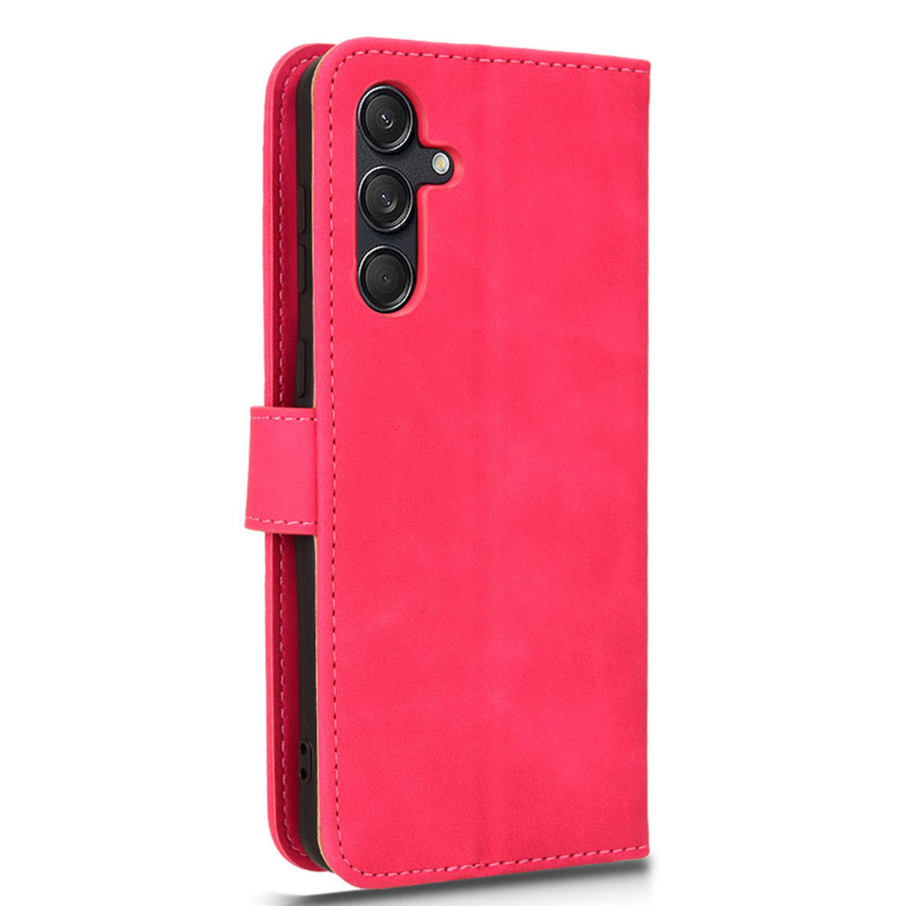 For Samsung Galaxy M55 5G Case PU Leather Wallet Flip Phone Cover Skin-touch Texture - Rose