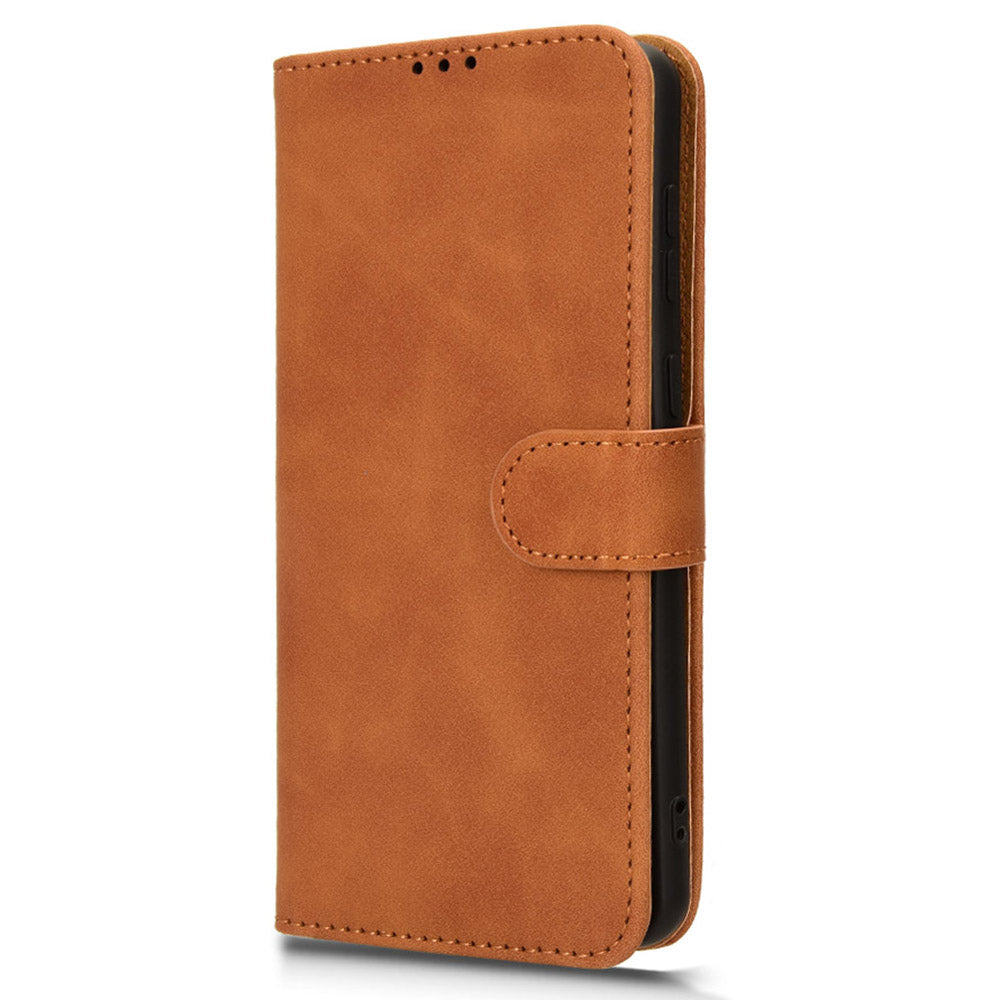 For Samsung Galaxy M55 5G Case PU Leather Wallet Flip Phone Cover Skin-touch Texture - Brown
