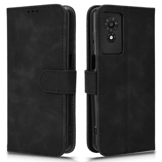 For TCL 501 Leather Case Wallet Skin-touch Phone Cover Mobile Accessories Wholesale - Black