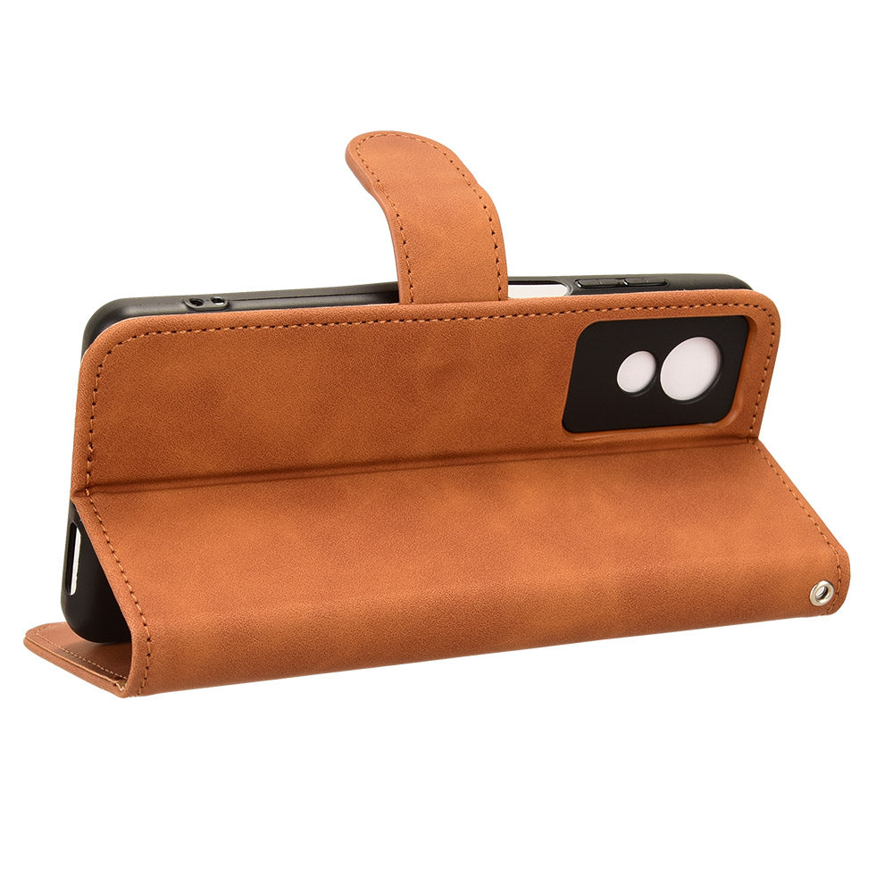 For TCL 501 Leather Case Wallet Skin-touch Phone Cover Mobile Accessories Wholesale - Brown