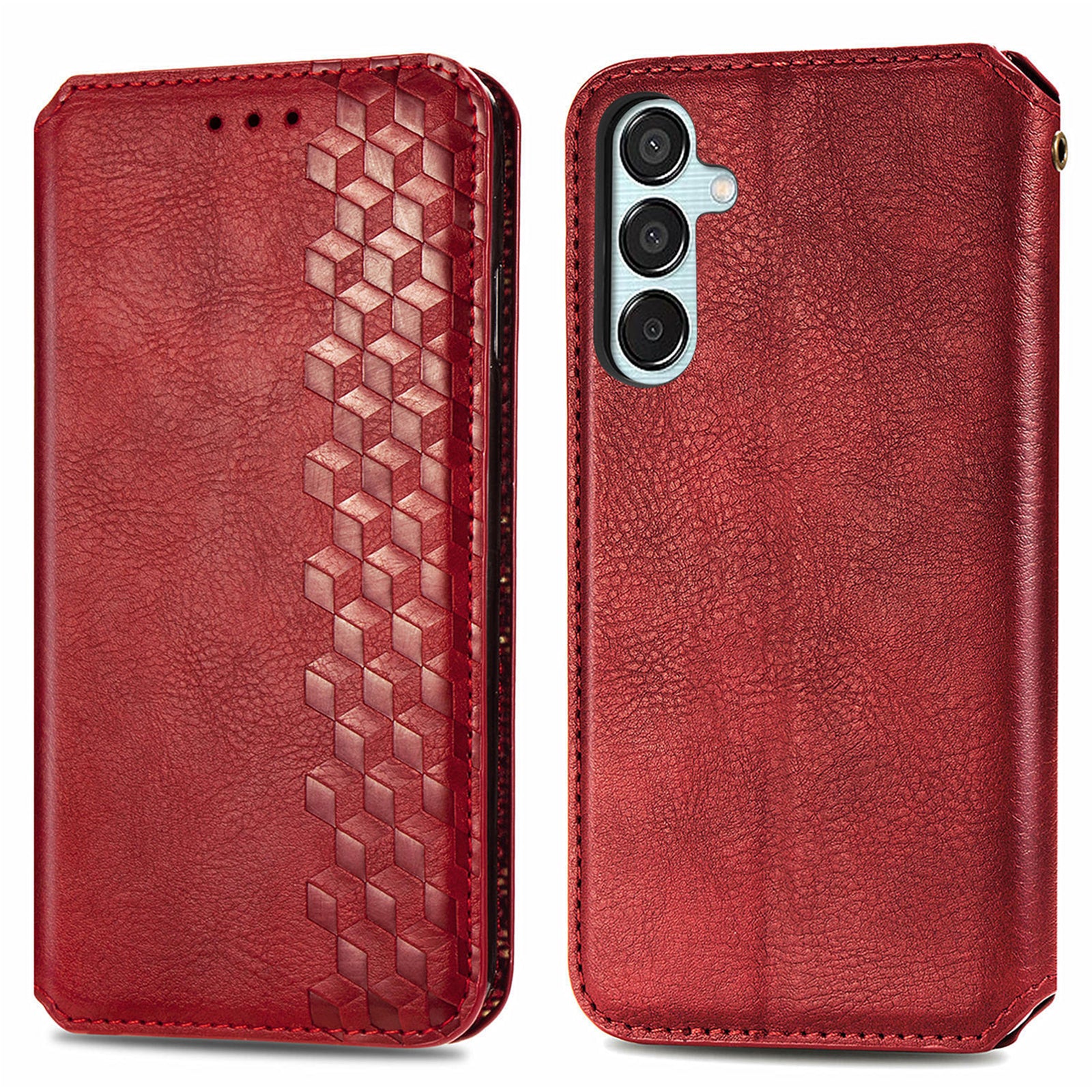For Samsung Galaxy M15 5G Wholesale Phone Cases Wallet Stand Leather Phone Cover - Red
