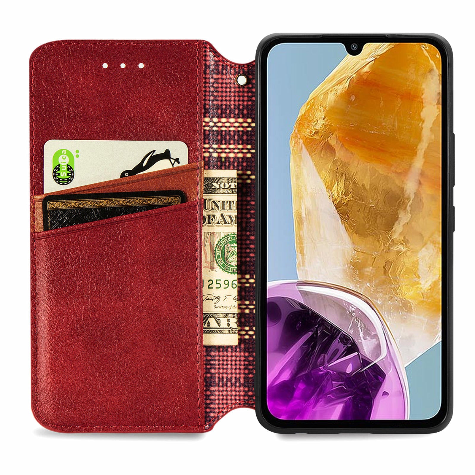 For Samsung Galaxy M15 5G Wholesale Phone Cases Wallet Stand Leather Phone Cover - Red