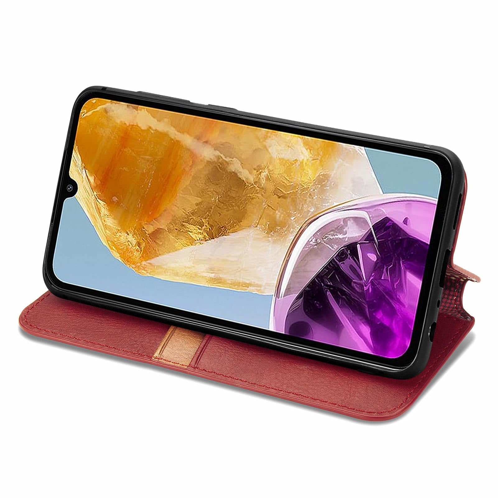 For Samsung Galaxy M15 5G Wholesale Phone Cases Wallet Stand Leather Phone Cover - Red
