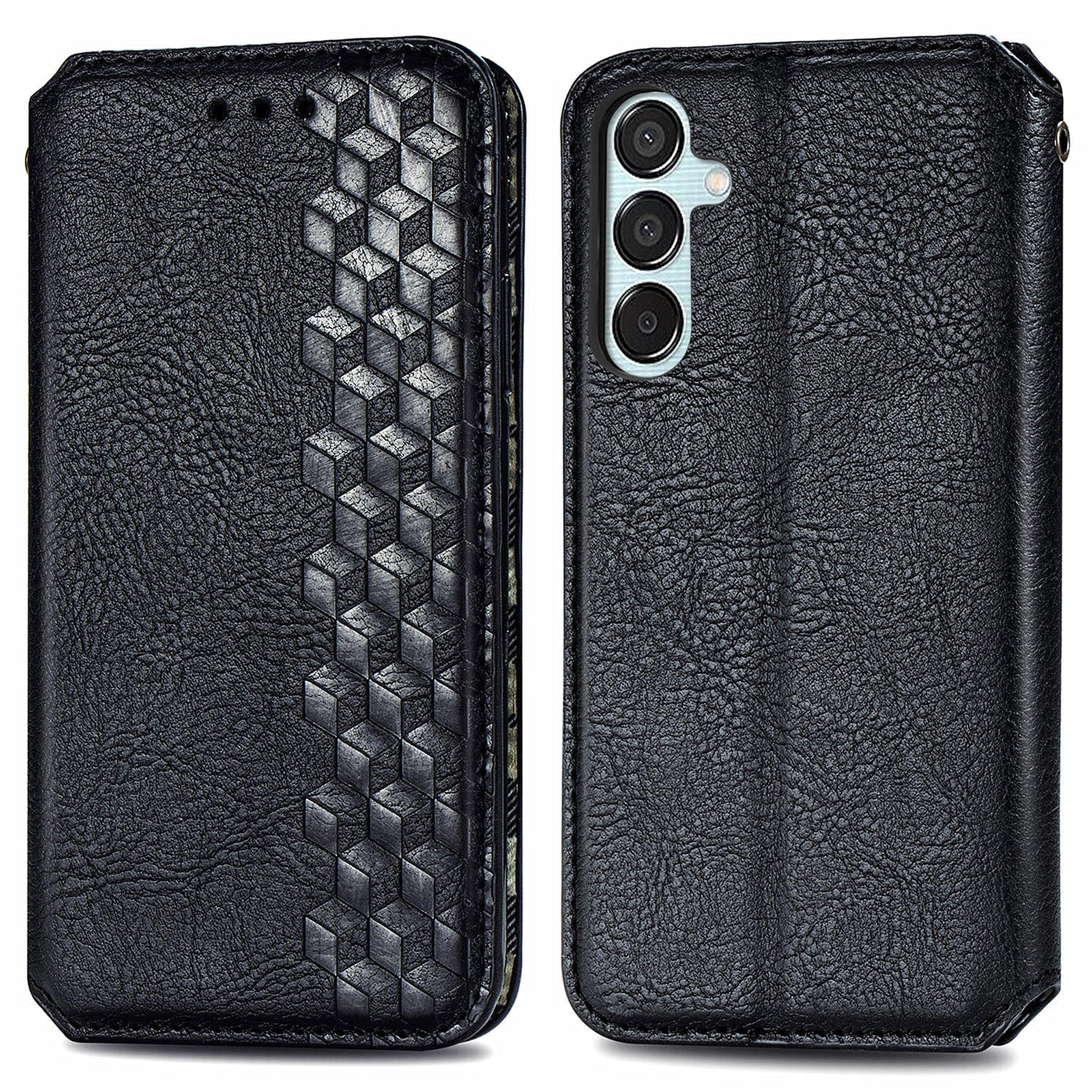 For Samsung Galaxy M15 5G Wholesale Phone Cases Wallet Stand Leather Phone Cover - Black