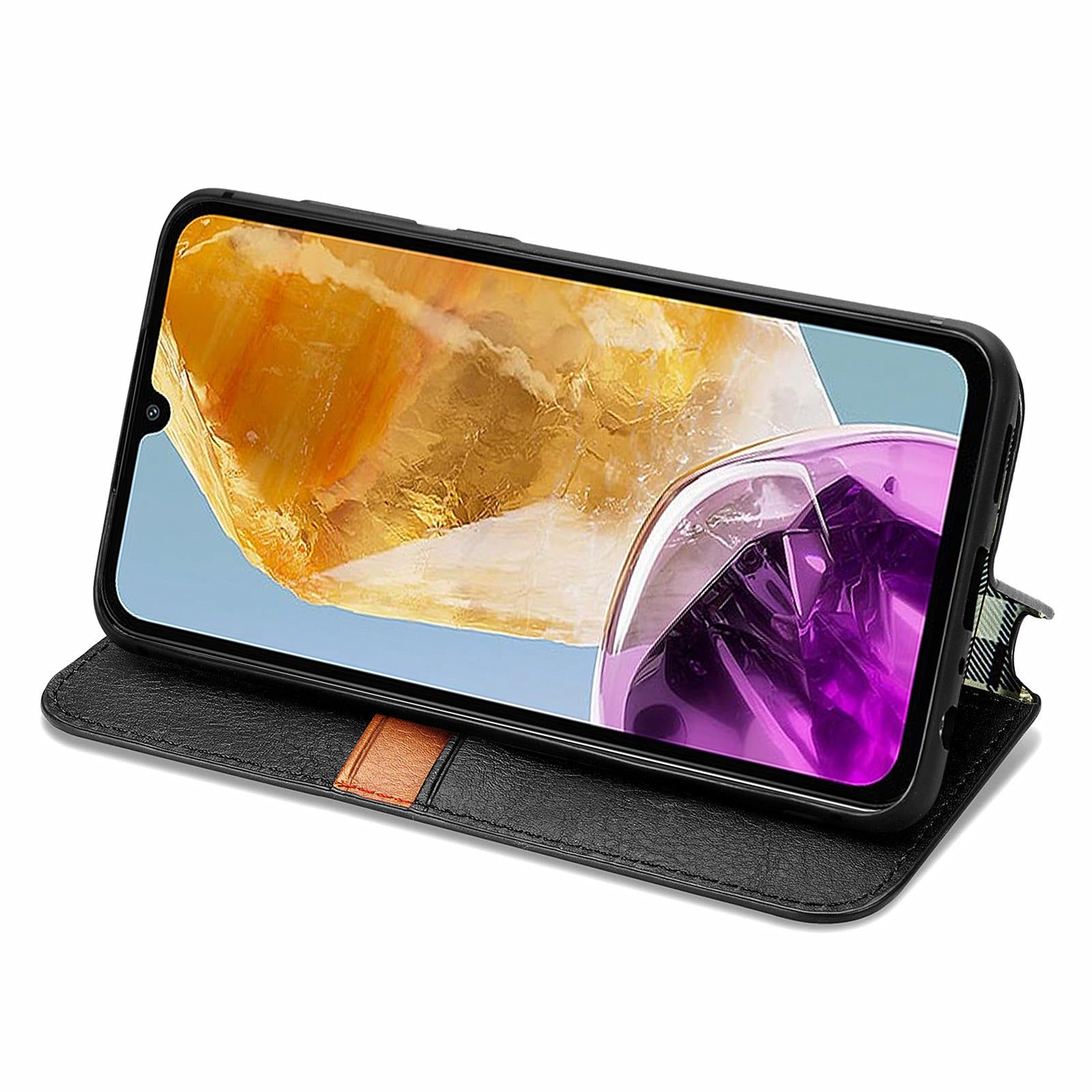 For Samsung Galaxy M15 5G Wholesale Phone Cases Wallet Stand Leather Phone Cover - Black