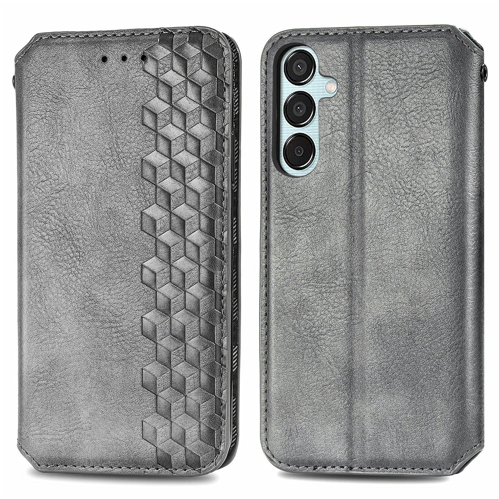 For Samsung Galaxy M15 5G Wholesale Phone Cases Wallet Stand Leather Phone Cover - Grey