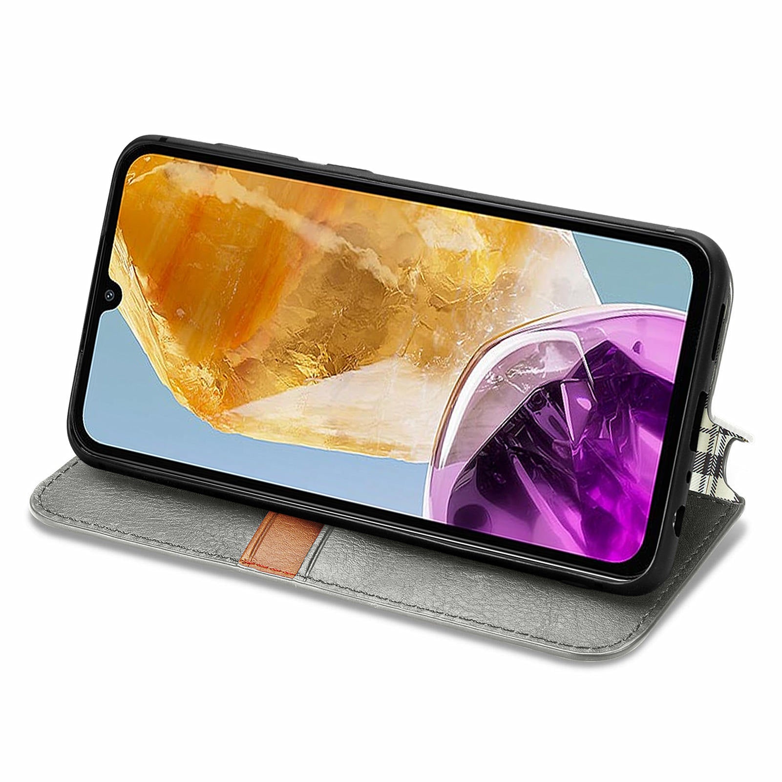 For Samsung Galaxy M15 5G Wholesale Phone Cases Wallet Stand Leather Phone Cover - Grey