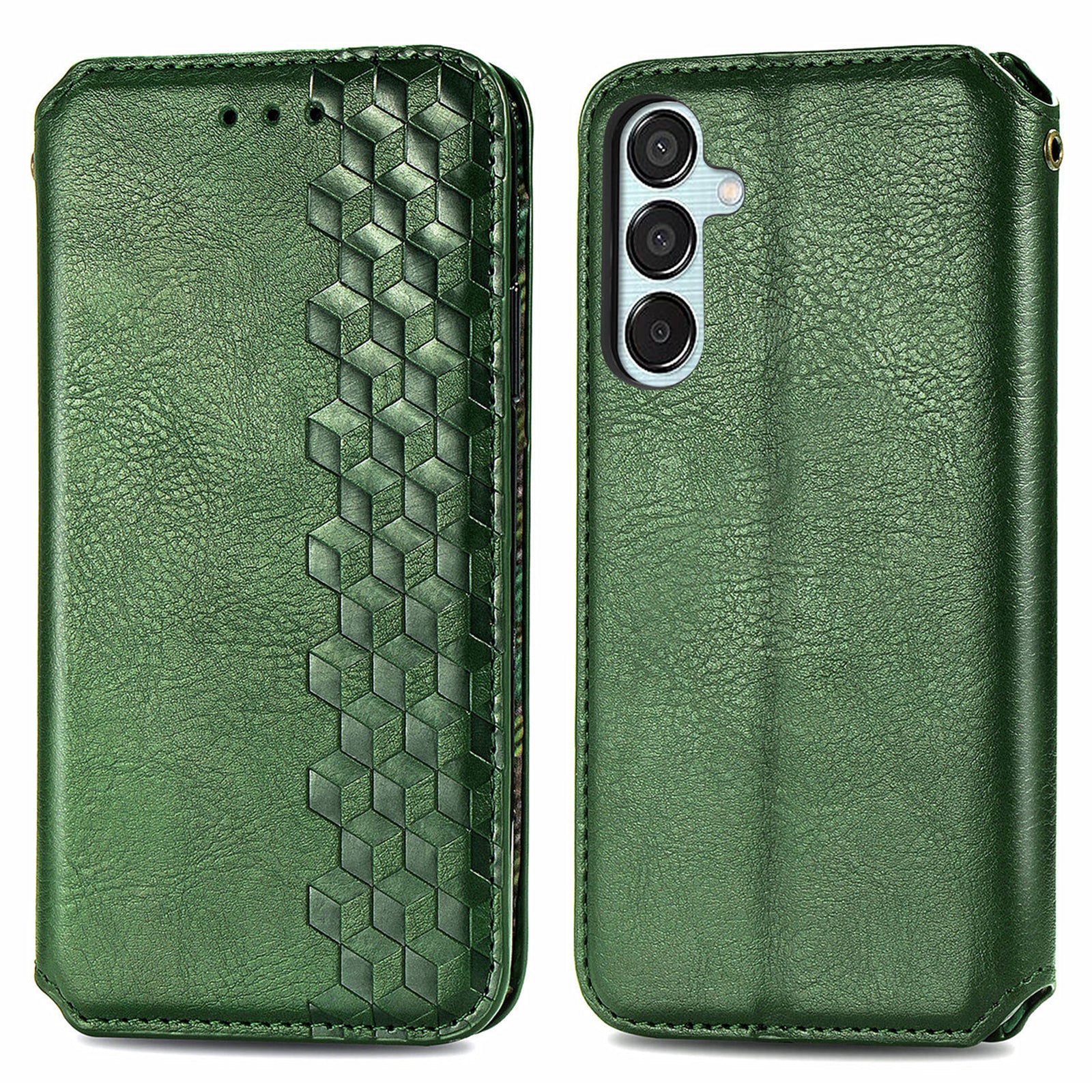 For Samsung Galaxy M15 5G Wholesale Phone Cases Wallet Stand Leather Phone Cover - Green