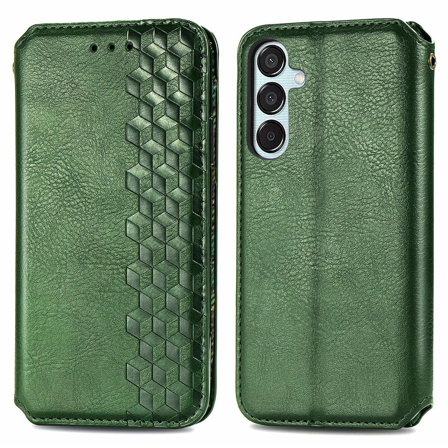 For Samsung Galaxy M15 5G Wholesale Phone Cases Wallet Stand Leather Phone Cover - Green