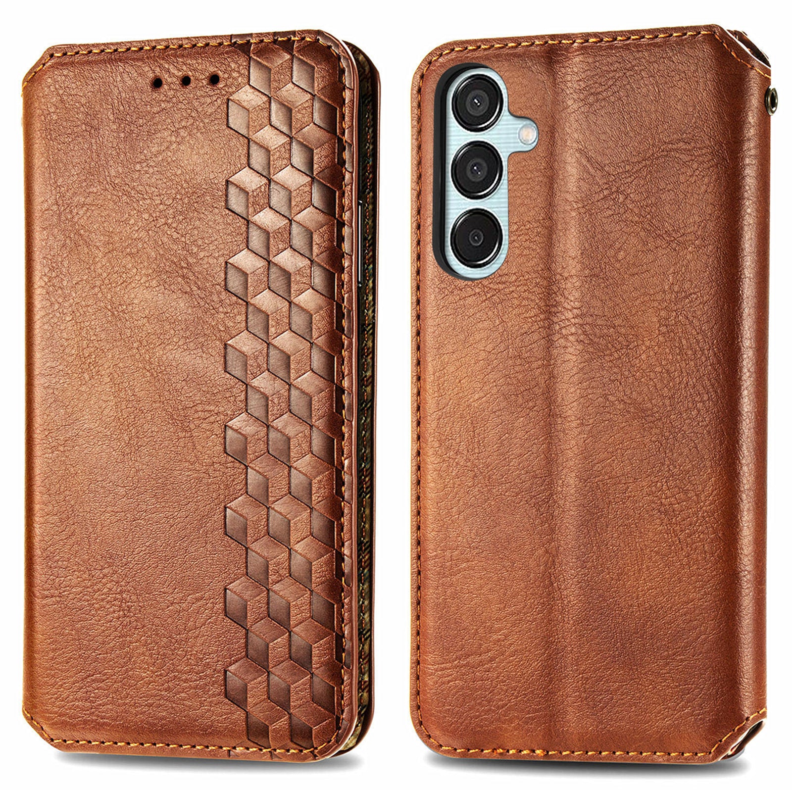 For Samsung Galaxy M15 5G Wholesale Phone Cases Wallet Stand Leather Phone Cover - Brown