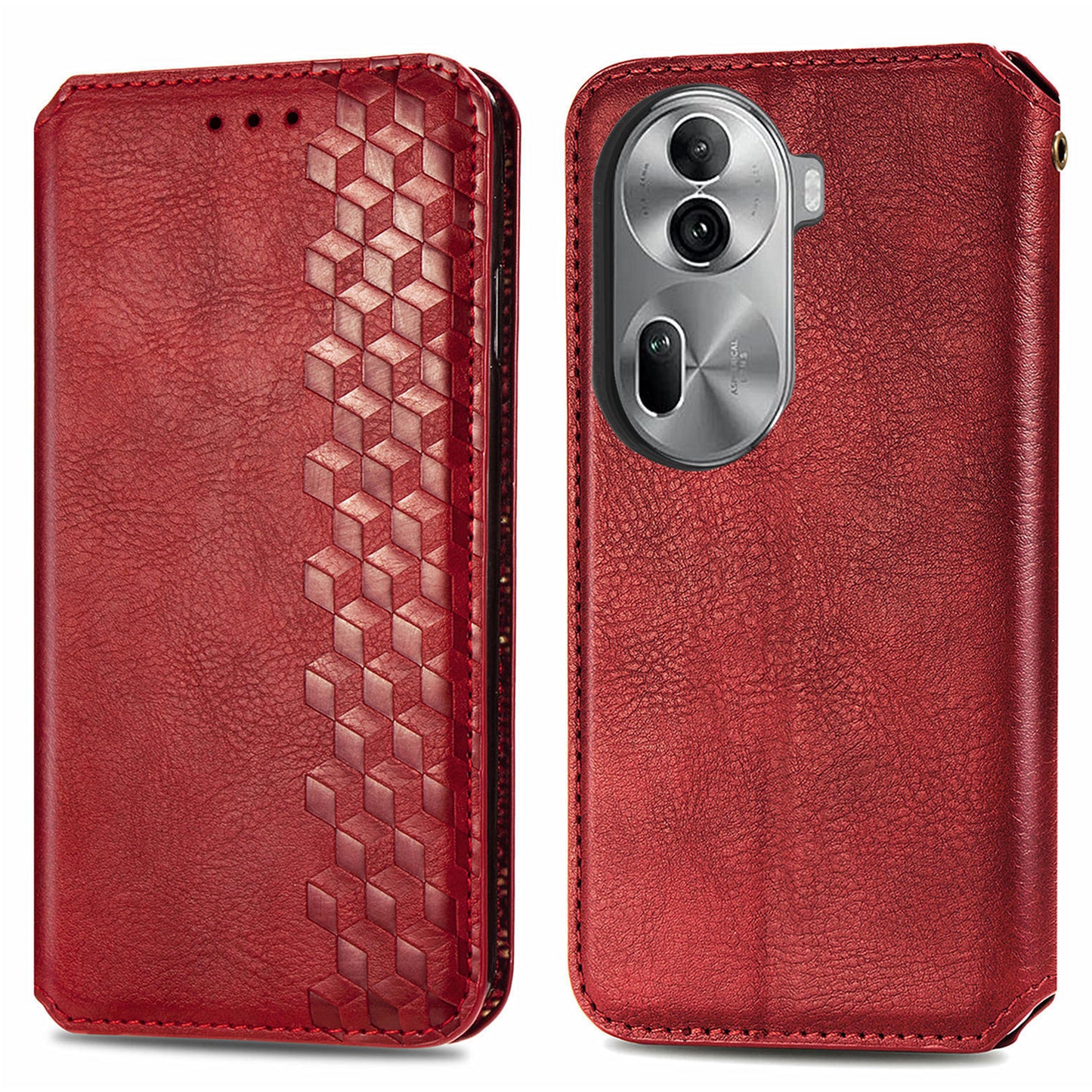 For Oppo Reno11 Pro 5G (Global) Wallet Case Leather Phone Cover Wholesale - Red