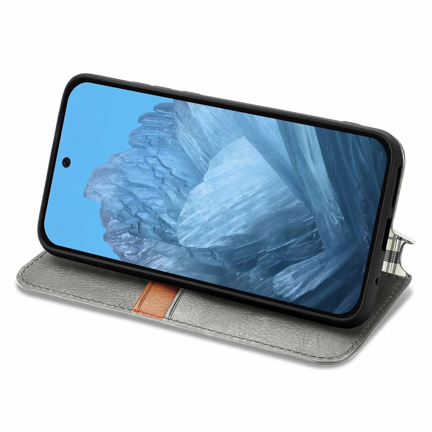 For Google Pixel 9 Case Leather Wallet Case Mobile Phone Cover Wholesale - Grey
