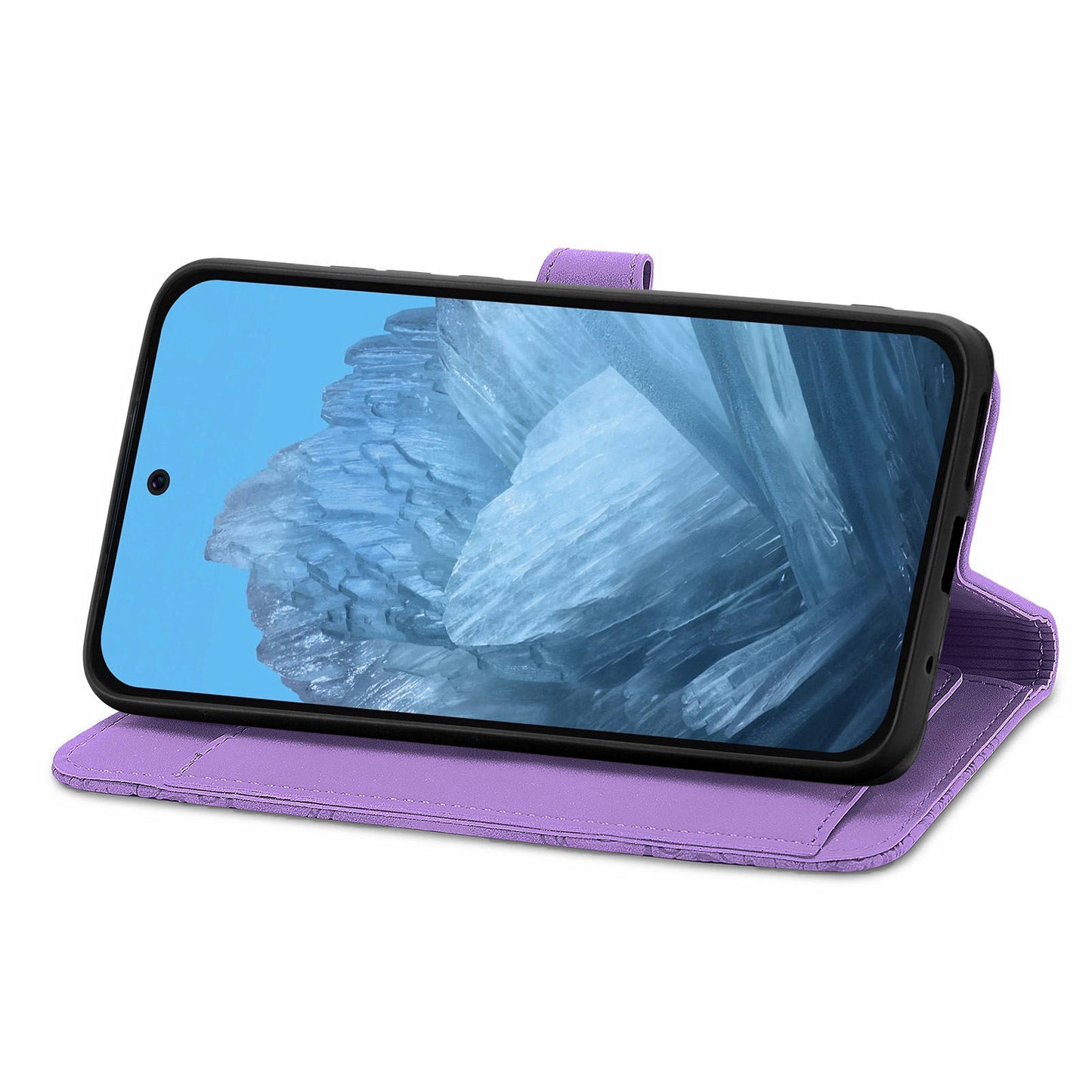 For Google Pixel 9 Anti-fall Leather Case Zipper Wallet Stand Flip Phone Cover - Light Purple