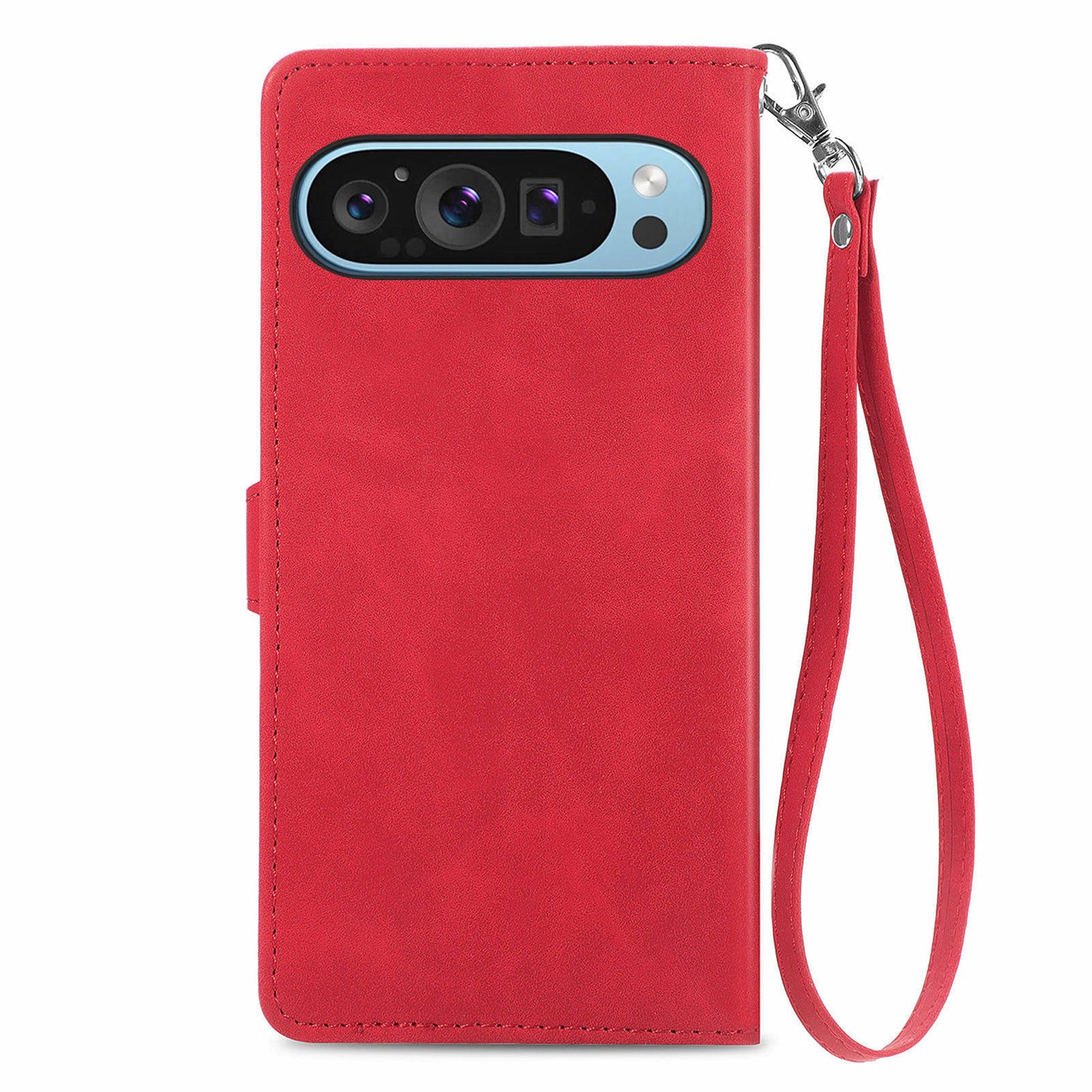 For Google Pixel 9 Anti-fall Leather Case Zipper Wallet Stand Flip Phone Cover - Red