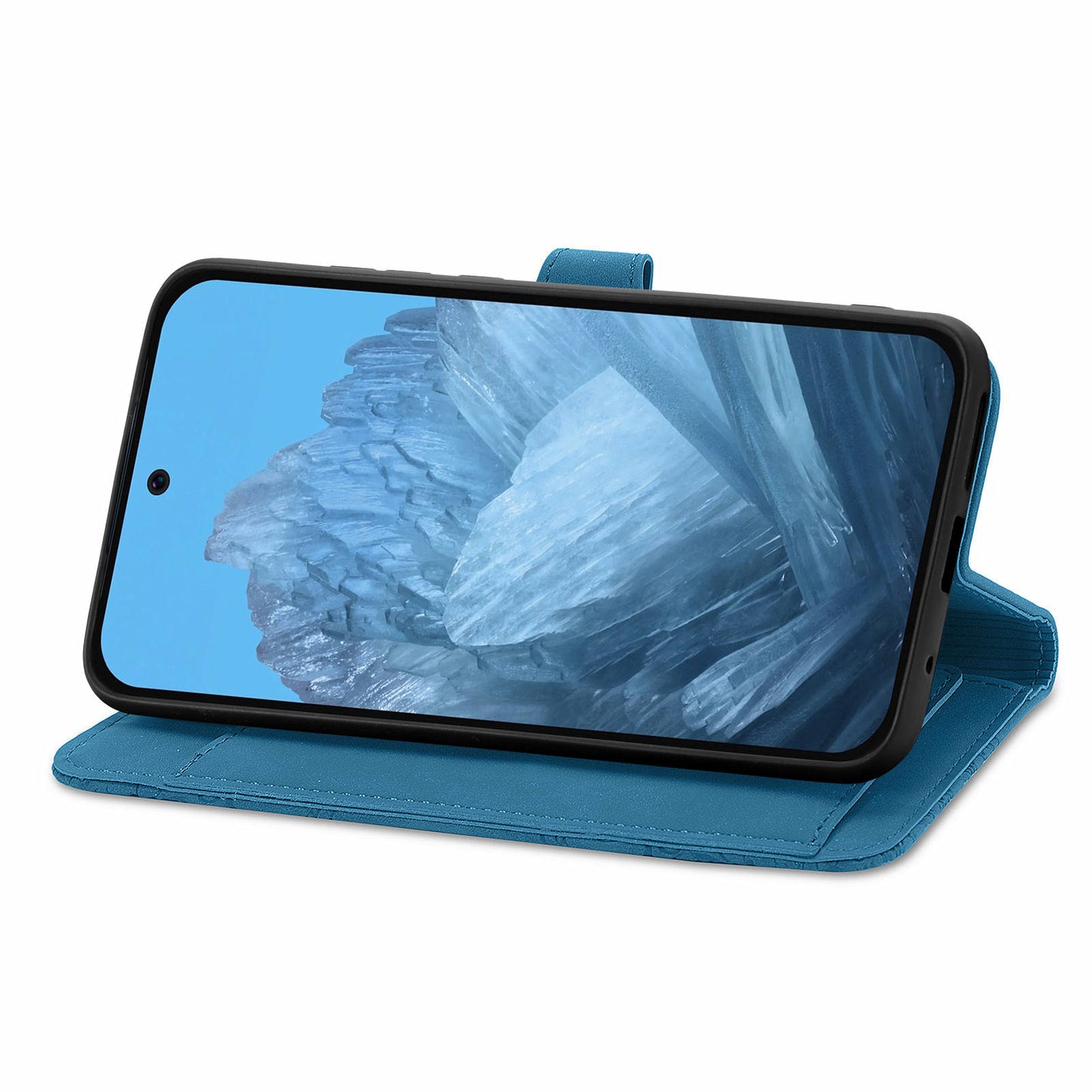 For Google Pixel 9 Anti-fall Leather Case Zipper Wallet Stand Flip Phone Cover - Blue