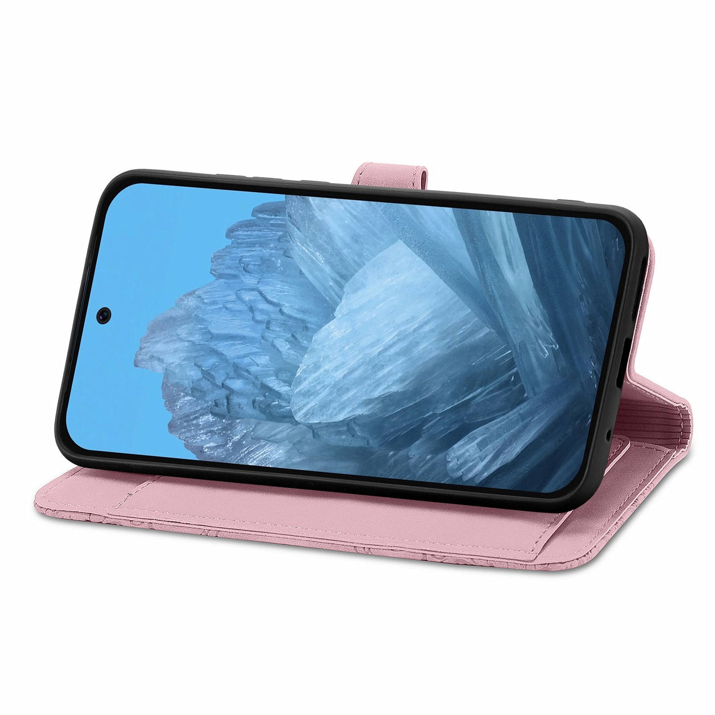 For Google Pixel 9 Anti-fall Leather Case Zipper Wallet Stand Flip Phone Cover - Pink