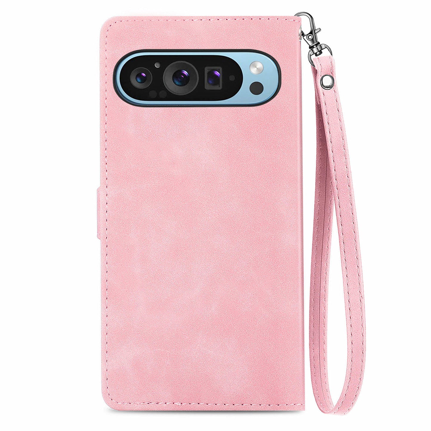 For Google Pixel 9 Anti-fall Leather Case Zipper Wallet Stand Flip Phone Cover - Pink