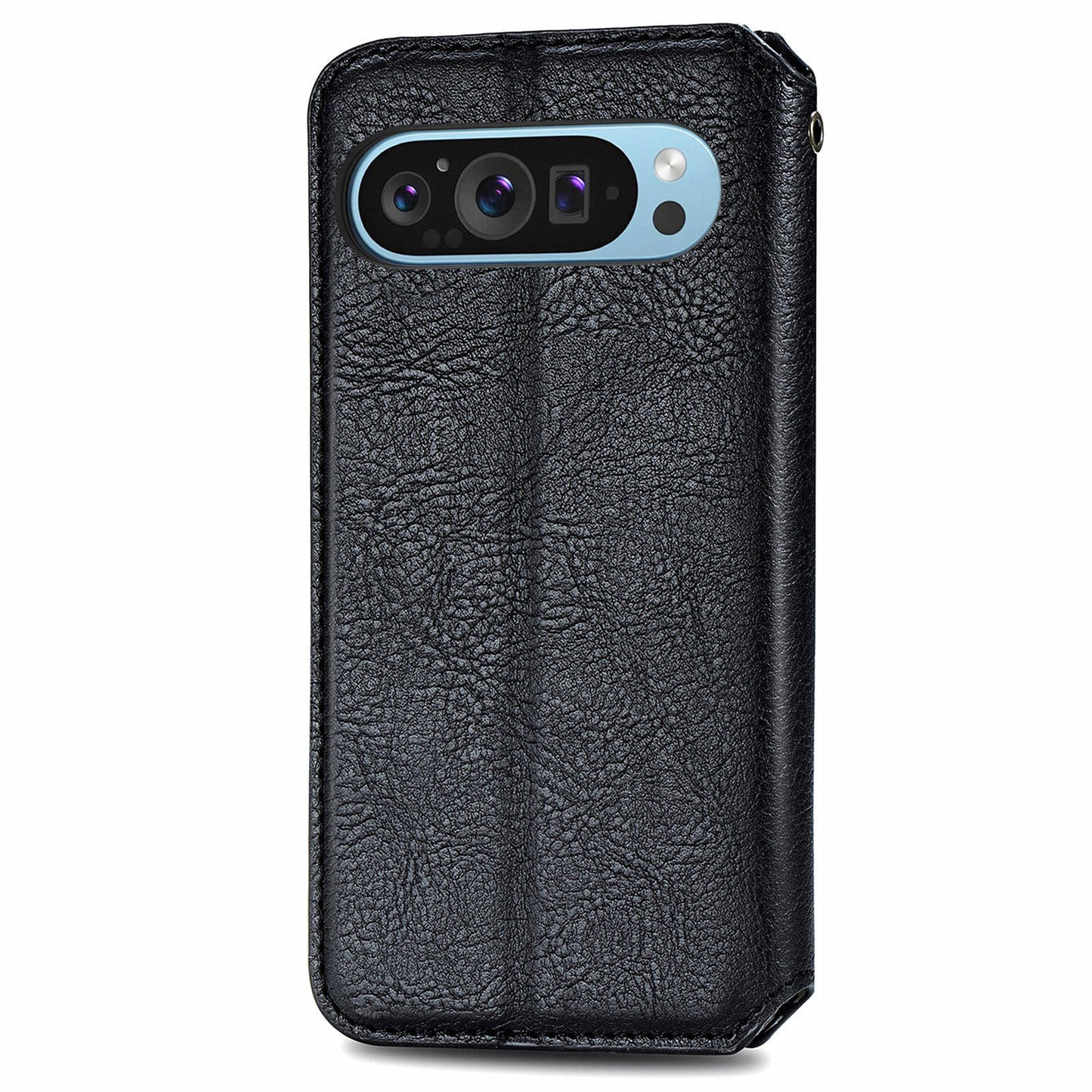 For Google Pixel 9 Pro Wallet Case Rhombus Leather Phone Cover with Stand Function - Black