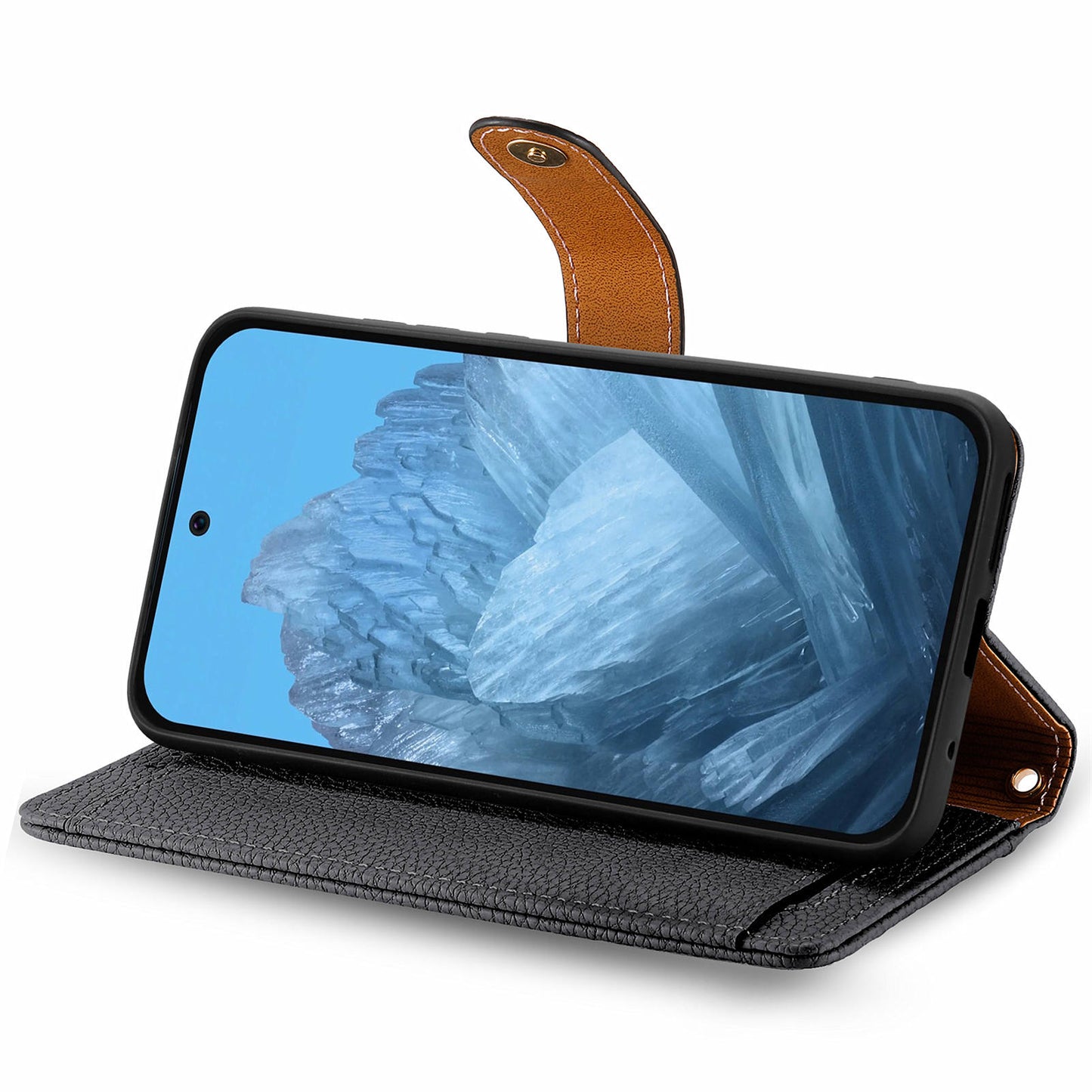For Google Pixel 9 Pro RFID Blocking Case Zipper Pocket PU+TPU Phone Cover - Black