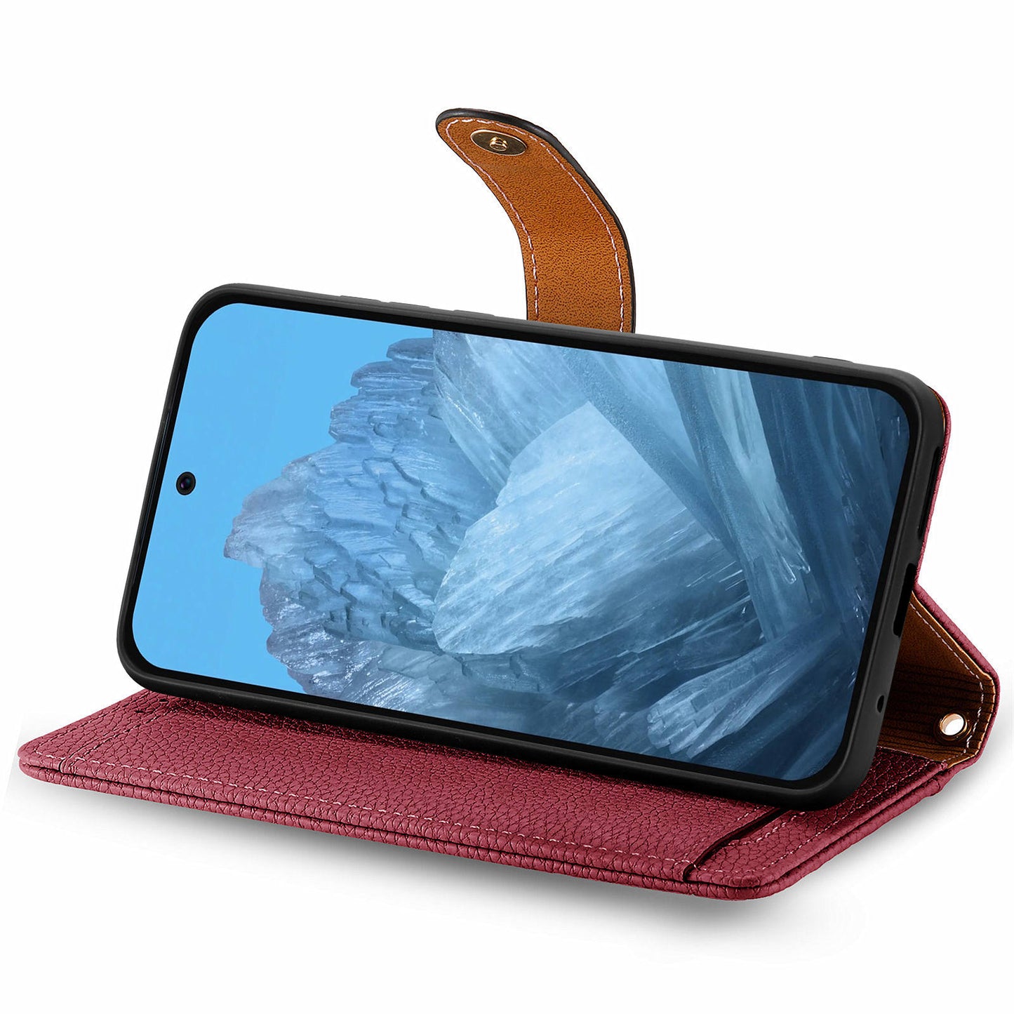 For Google Pixel 9 Pro RFID Blocking Case Zipper Pocket PU+TPU Phone Cover - Red