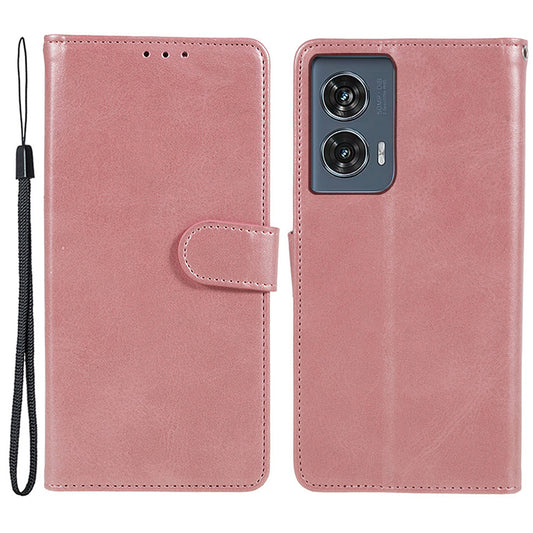 Shockproof Cover for Motorola Edge 50 Fusion Case Magnetic Calf Texture Wallet Phone Shell - Rose Gold