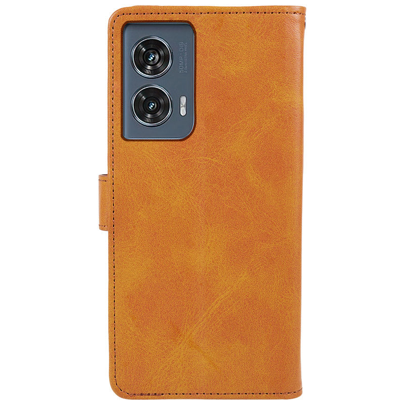 Shockproof Cover for Motorola Edge 50 Fusion Case Magnetic Calf Texture Wallet Phone Shell - Khaki