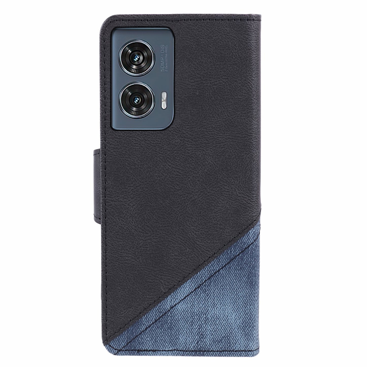 For Motorola Edge 50 Fusion Case Splicing PU Leather Wallet Phone Cover with Stand - Black